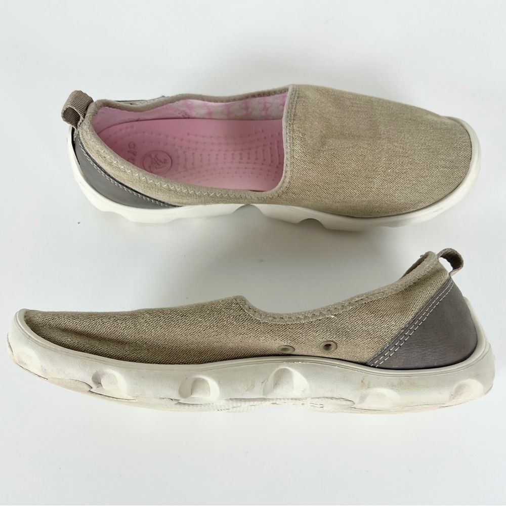 Crocs Canvas Tan Loafers Shoes - Picture 5 of 8